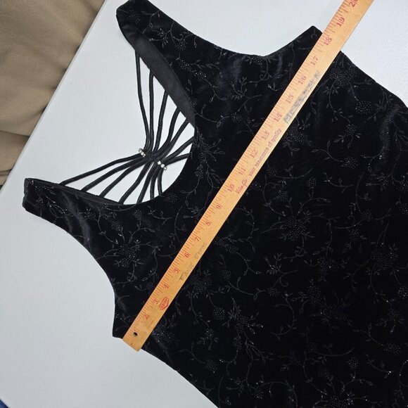 Another Thyme Velvet Maxi Dress 14‎ Black Floral Glitter Vintage Whimsigoth - Picture 11 of 14